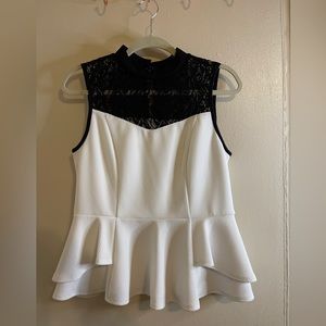 Thalia Sodi Peplum Blouse With Lace Shoulders